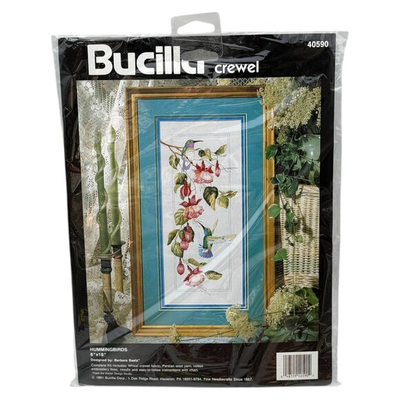 Bucilla  Needlepoint Crewel Kit Hummingbirds 8 x 18 Vintage New 1991 - Picture 1 of 4